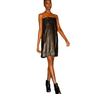 CHANEL Strapless Leather Dress